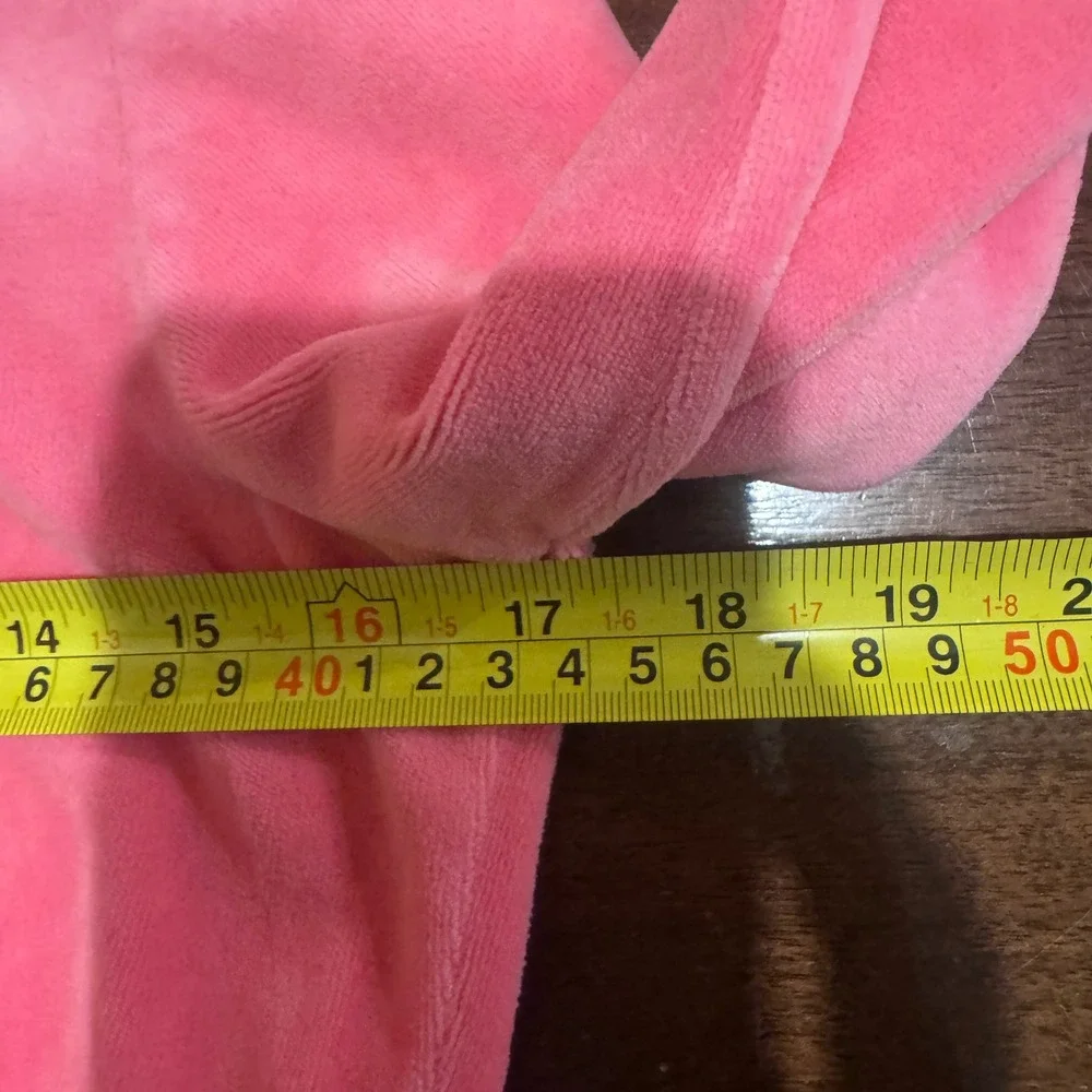 Vintage Juicy Couture Pink Velour Zip Up Hoodie Y2K Cropped Jacket Large '02-'05 - Picture 9 of 10